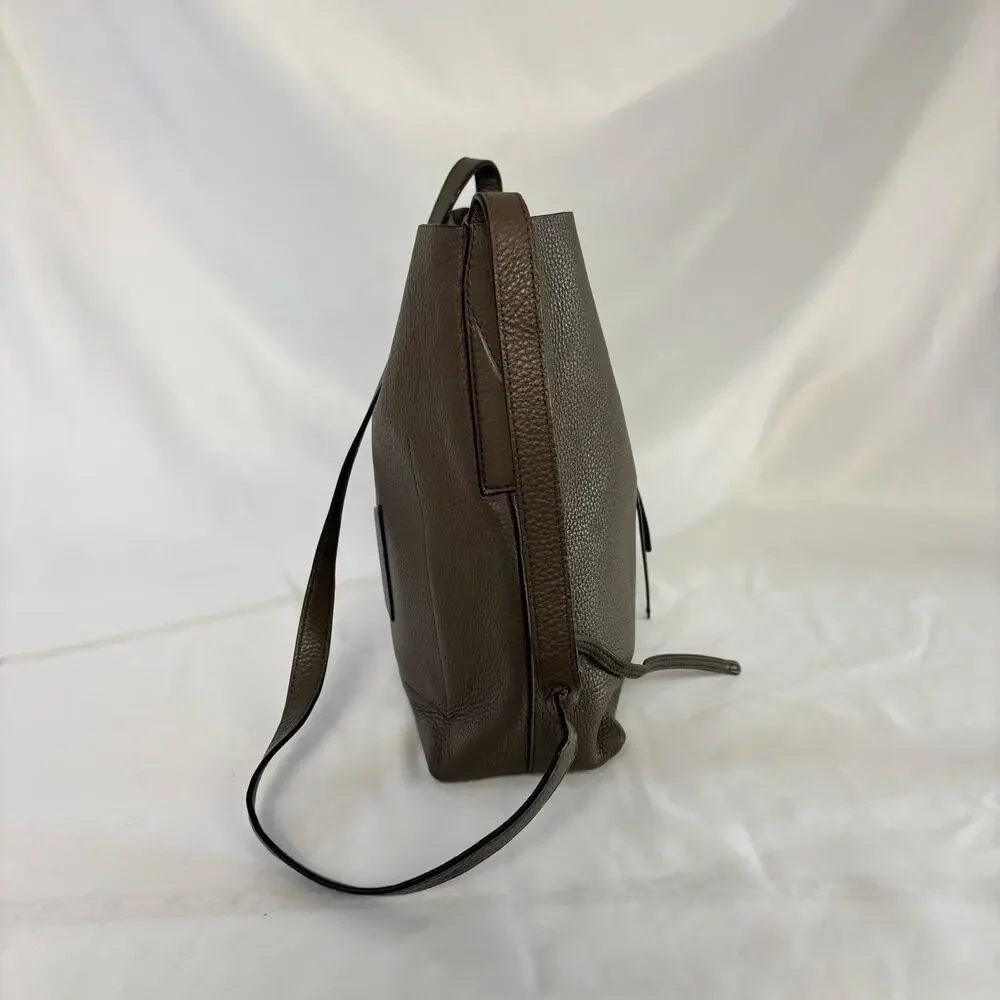 Michael Kors Junie Large Pebbled Leather Messenger Green Taupe Shoulder Bag